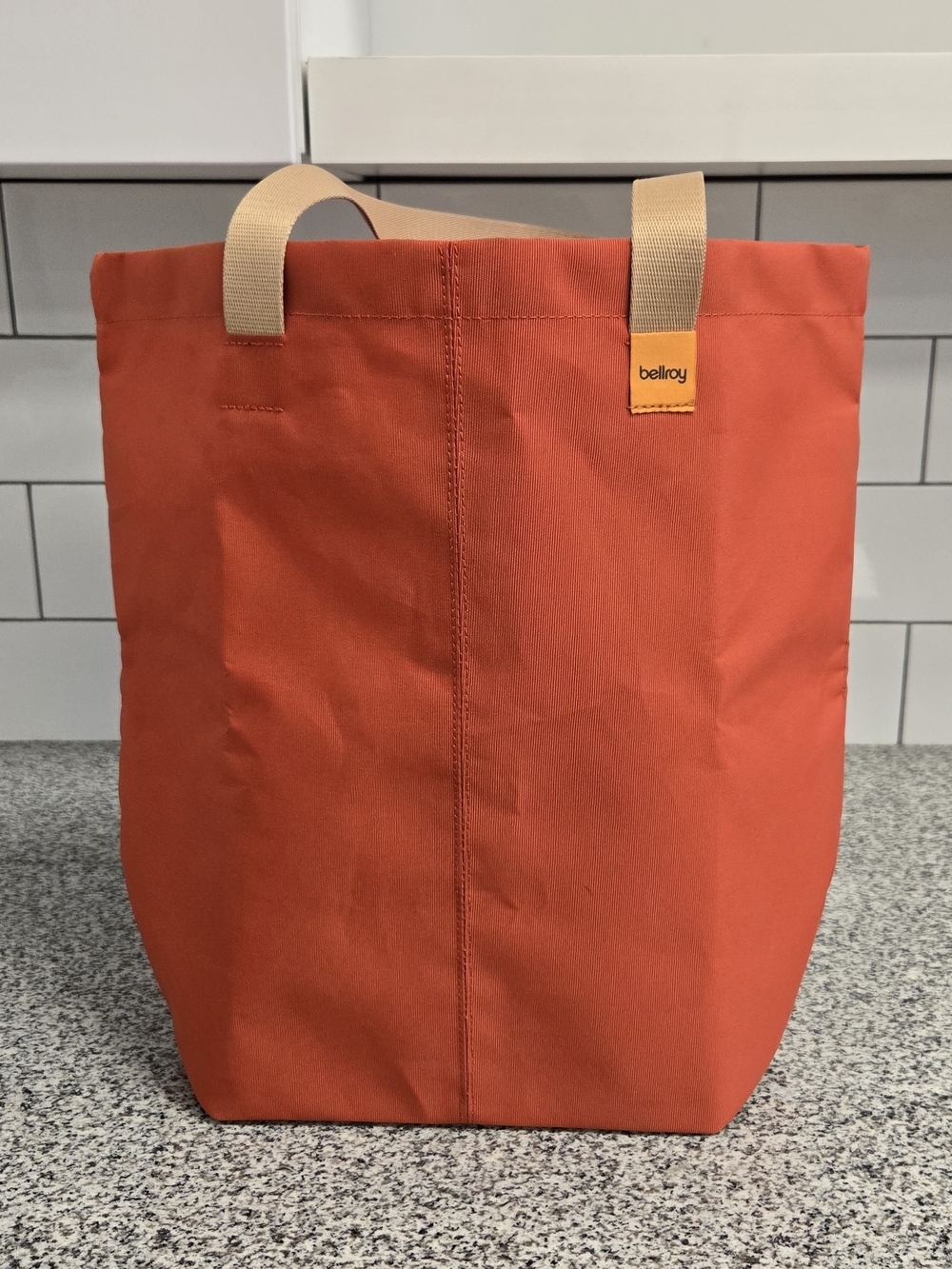 Bellroy Orange Canvas Tote with Tan Handles